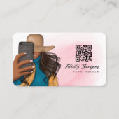 ファッショナブル自撮り女の子QRコード 名刺 (正面)