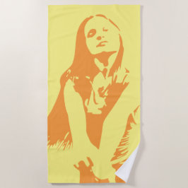 ファッショナブル踊りガールシルエット ビーチタオル