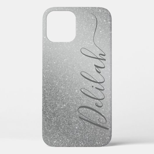 ファッショナブル銀グリッターグレー書名 Case-Mate iPhoneケース (裏面)