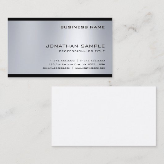 ファッショナブル銀ルックシンプループロフェッショナル 名刺 (正面/裏面)