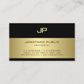 ファッショナブル黒及び金ゴールドモノグラムグラマー平野 名刺 (正面)