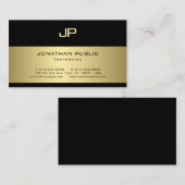 ファッショナブル黒及び金ゴールドモノグラムグラマー平野 名刺 (正面/裏面)