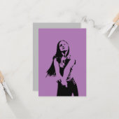 ファッショナブル黒踊りガールシルエット カード (正面/裏面インサイチュ)