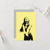 ファッショナブル黒踊りガールシルエット カード (正面/裏面インサイチュ)