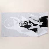 ファッショナブル黒踊りガールシルエット ビーチタオル (正面)