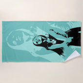 ファッショナブル黒踊りガールシルエット ビーチタオル (正面)