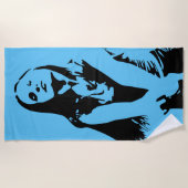 ファッショナブル黒踊りガールシルエット ビーチタオル (正面)
