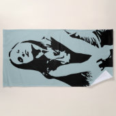 ファッショナブル黒踊りガールシルエット ビーチタオル (正面)