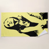 ファッショナブル黒踊りガールシルエット ビーチタオル (正面)