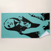 ファッショナブル黒踊りガールシルエット ビーチタオル (正面)