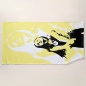 ファッショナブル黒踊りガールシルエット ビーチタオル (正面)