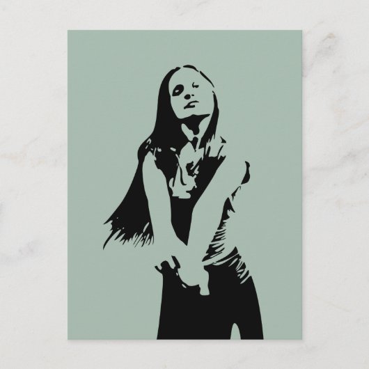 ファッショナブル黒踊りガールシルエット ポストカード (正面)