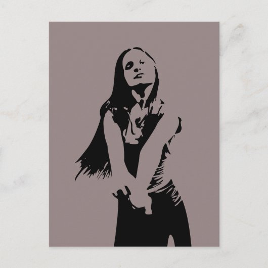ファッショナブル黒踊りガールシルエット ポストカード (正面)