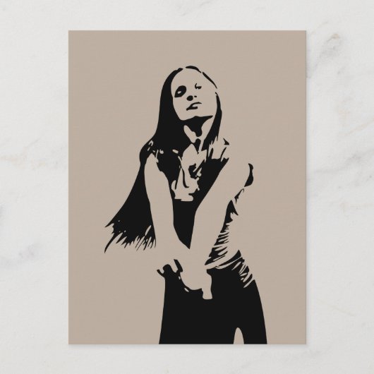 ファッショナブル黒踊りガールシルエット ポストカード (正面)