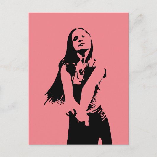 ファッショナブル黒踊りガールシルエット ポストカード (正面)