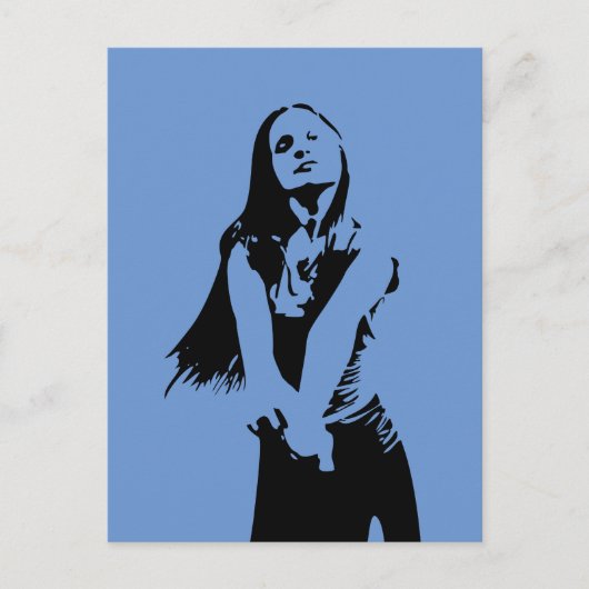 ファッショナブル黒踊りガールシルエット ポストカード (正面)