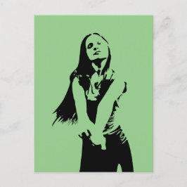 ファッショナブル黒踊りガールシルエット ポストカード