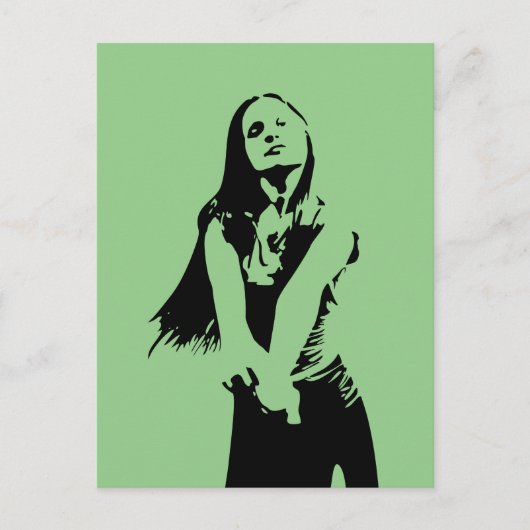 ファッショナブル黒踊りガールシルエット ポストカード (正面)