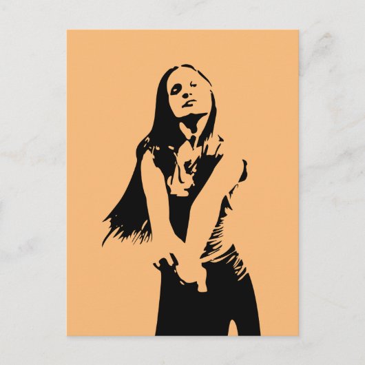 ファッショナブル黒踊りガールシルエット ポストカード (正面)