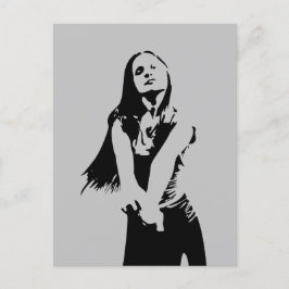 ファッショナブル黒踊りガールシルエット ポストカード
