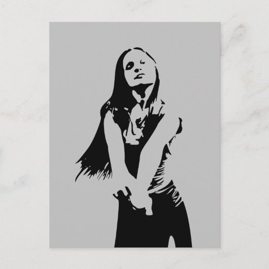 ファッショナブル黒踊りガールシルエット ポストカード (正面)