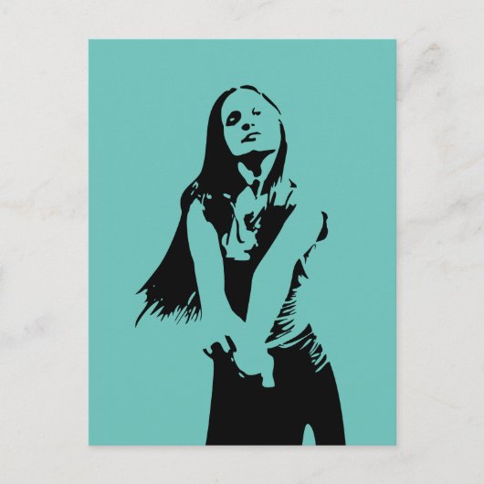 ファッショナブル黒踊りガールシルエット ポストカード (正面)