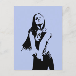 ファッショナブル黒踊りガールシルエット ポストカード