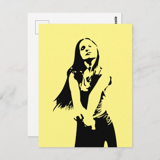 ファッショナブル黒踊りガールシルエット ポストカード (正面/裏面)