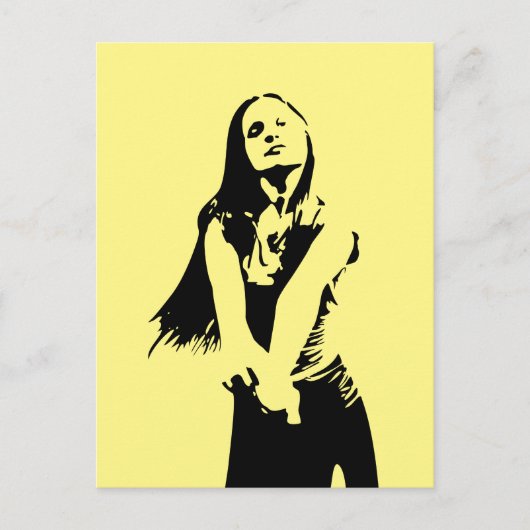 ファッショナブル黒踊りガールシルエット ポストカード (正面)