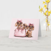 ファッショナブルdachshand犬ピンクの財布 カード (黄色い花)