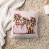 ファッショナブルdachshand犬ピンクの財布 クッション (ブランケット)