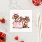 ファッショナブルdachshand犬ピンクの財布 スタンダードカクテルナプキン (インサイチュ)