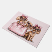 ファッショナブルdachshand犬ピンクの財布 ドアマット (アングル)