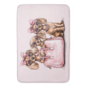 ファッショナブルdachshand犬ピンクの財布 バスマット (正面縦)