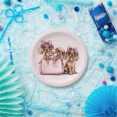 ファッショナブルdachshand犬ピンクの財布 ペーパープレート (パーティー)