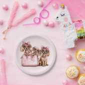 ファッショナブルdachshand犬ピンクの財布 ペーパープレート (パーティー)