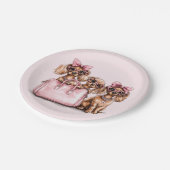 ファッショナブルdachshand犬ピンクの財布 ペーパープレート (アングル)