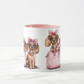ファッショナブルdachshand犬ピンクの財布 マグカップ (中央)