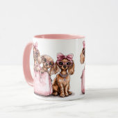 ファッショナブルdachshand犬ピンクの財布 マグカップ (正面左)