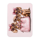 ファッショナブルdachshand犬ピンクの財布 マグネット (縦)