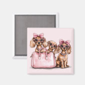 ファッショナブルdachshand犬ピンクの財布 マグネット (正面/裏面)