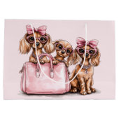 ファッショナブルdachshand犬ピンクの財布 ラージペーパーバッグ (裏面)