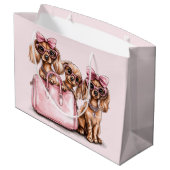 ファッショナブルdachshand犬ピンクの財布 ラージペーパーバッグ (裏面アングル)
