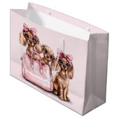 ファッショナブルdachshand犬ピンクの財布 ラージペーパーバッグ (正面アングル)