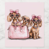 ファッショナブルdachshand犬ピンクの財布 ワインラベル (シングルラベル)