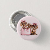 ファッショナブルdachshand犬ピンクの財布 缶バッジ (正面&裏面)