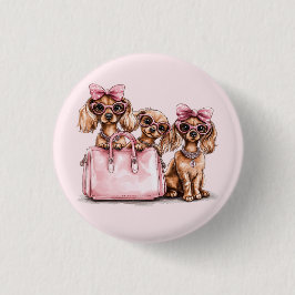 ファッショナブルdachshand犬ピンクの財布 缶バッジ