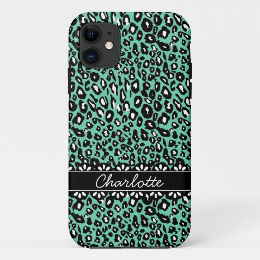 ファッショナブルMint Leopardプリントアンドレース Case-Mate iPhoneケース (裏面)