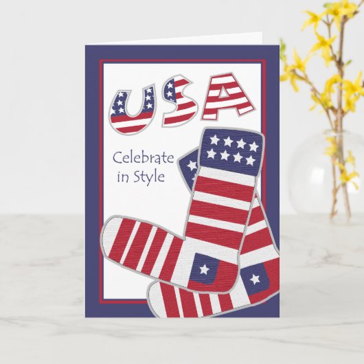 ファッショニスタのための労働者の日、愛国心が強いソックス カード (黄色い花)