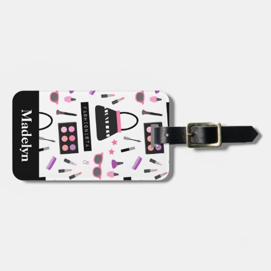 ファッショニスタトレンディーの化粧女の子の一流の荷物のラベル ラゲッジタグ (正面横)